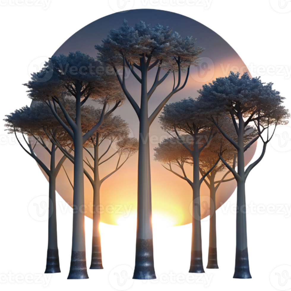 dramatic contemporary Twilight Forest Isolated Transparent Background premium png