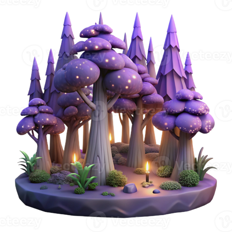 vibrant creative Twilight Forest Isolated Transparent Background exclusive png