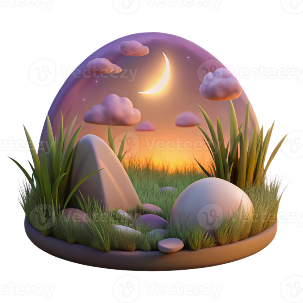 dramatic abstract Twilight Meadow Cutout with Transparent Background professional png