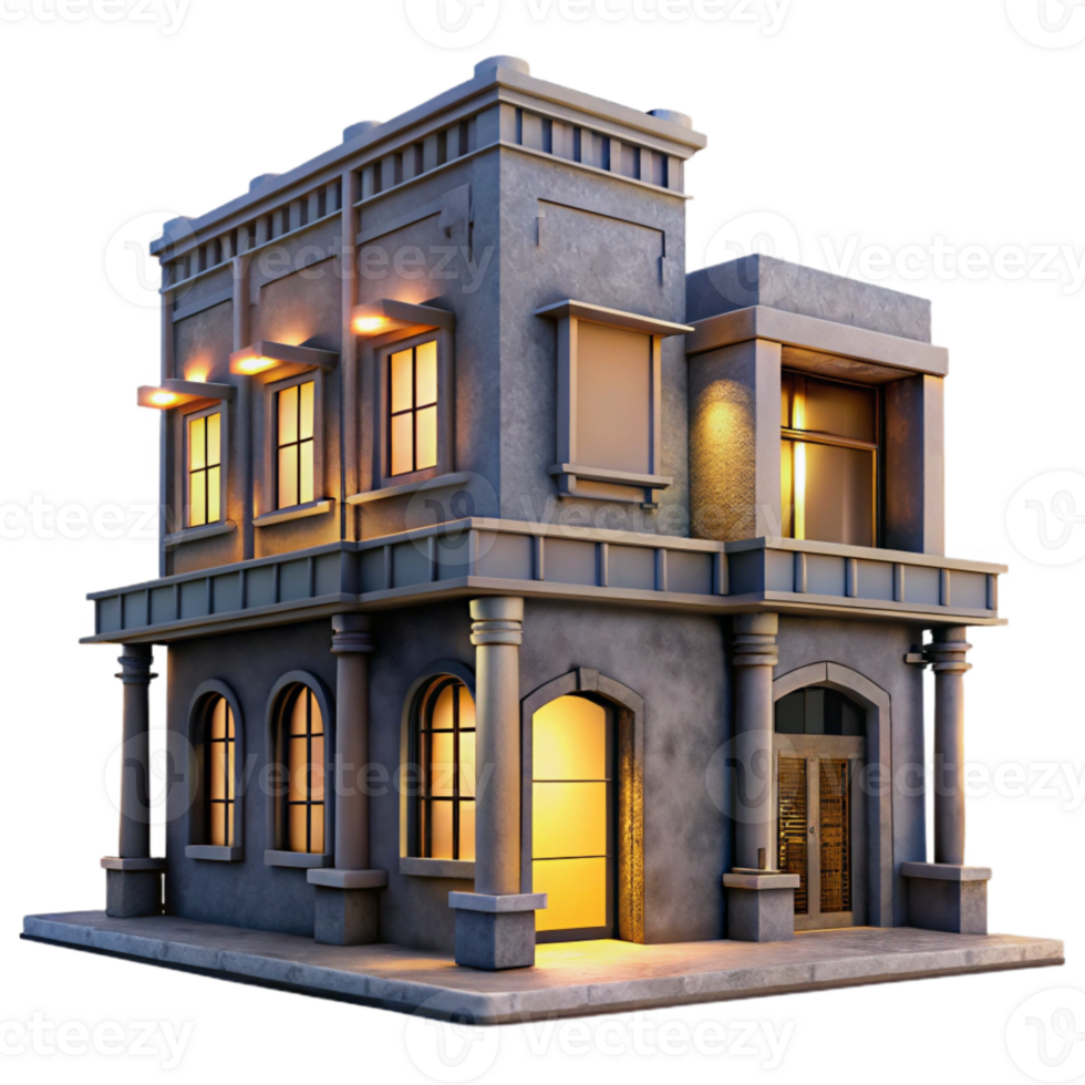 beautiful contemporary Urban Architecture at Twilight Cutout Detailed Facade professional png