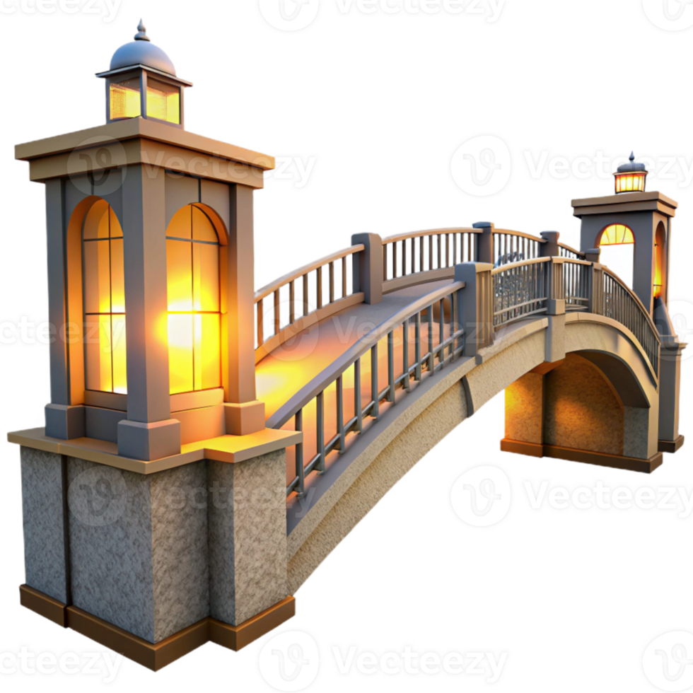 stunning traditional Urban Bridge at Twilight Isolated with Reflective Water genuine png