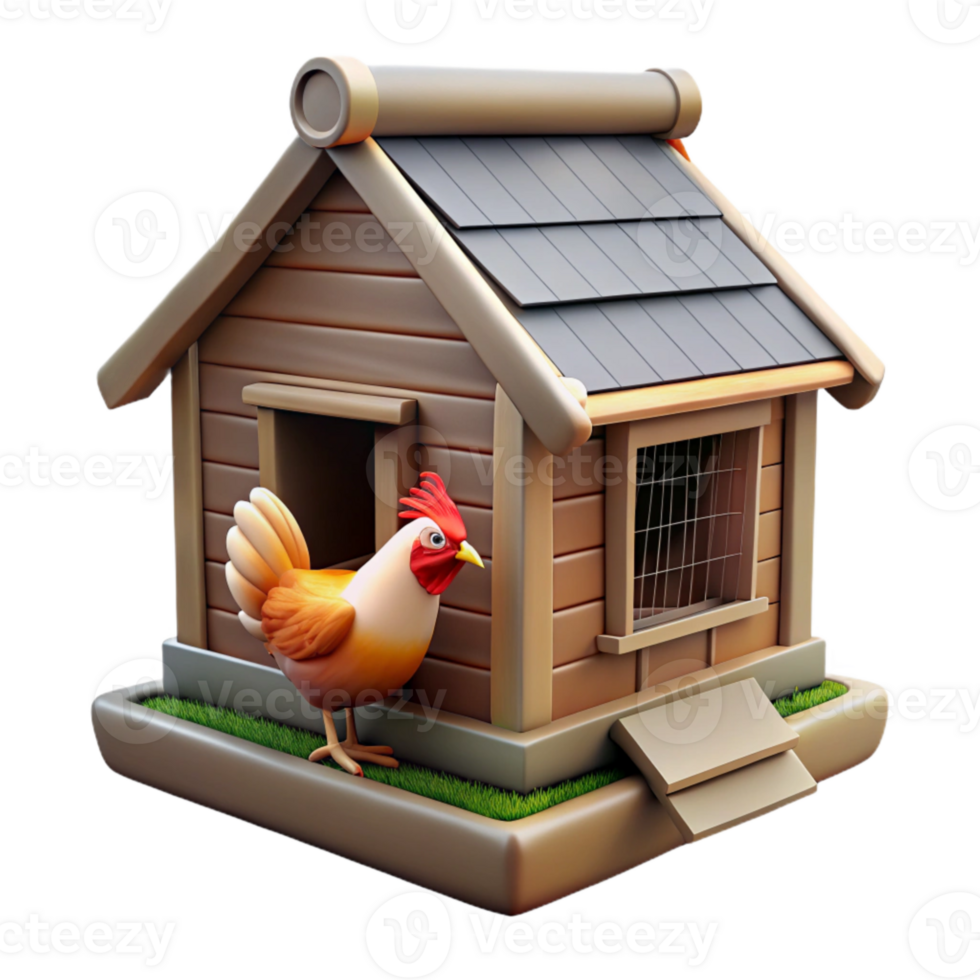 dramatic rustic Urban Farm Animals Chicken Coop Transparent Background high quality png