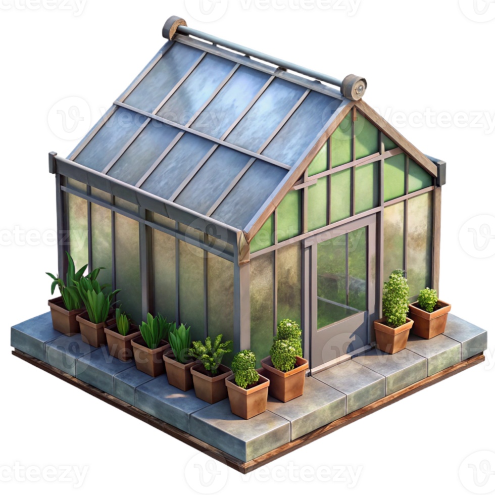 wonderful contemporary Urban Farming Rooftop Greenhouse Isolated authentic png