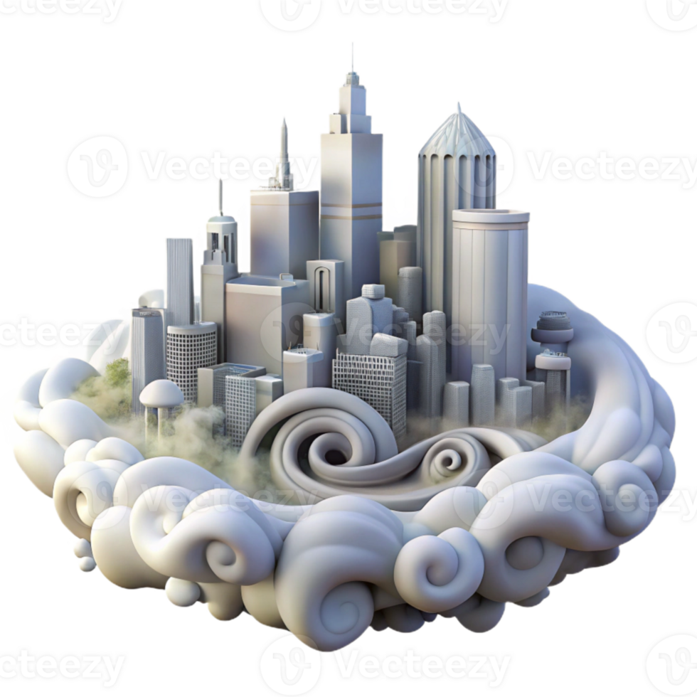 stunning abstract Urban Fog Swirls Isolated Dreamlike Cityscape high quality png