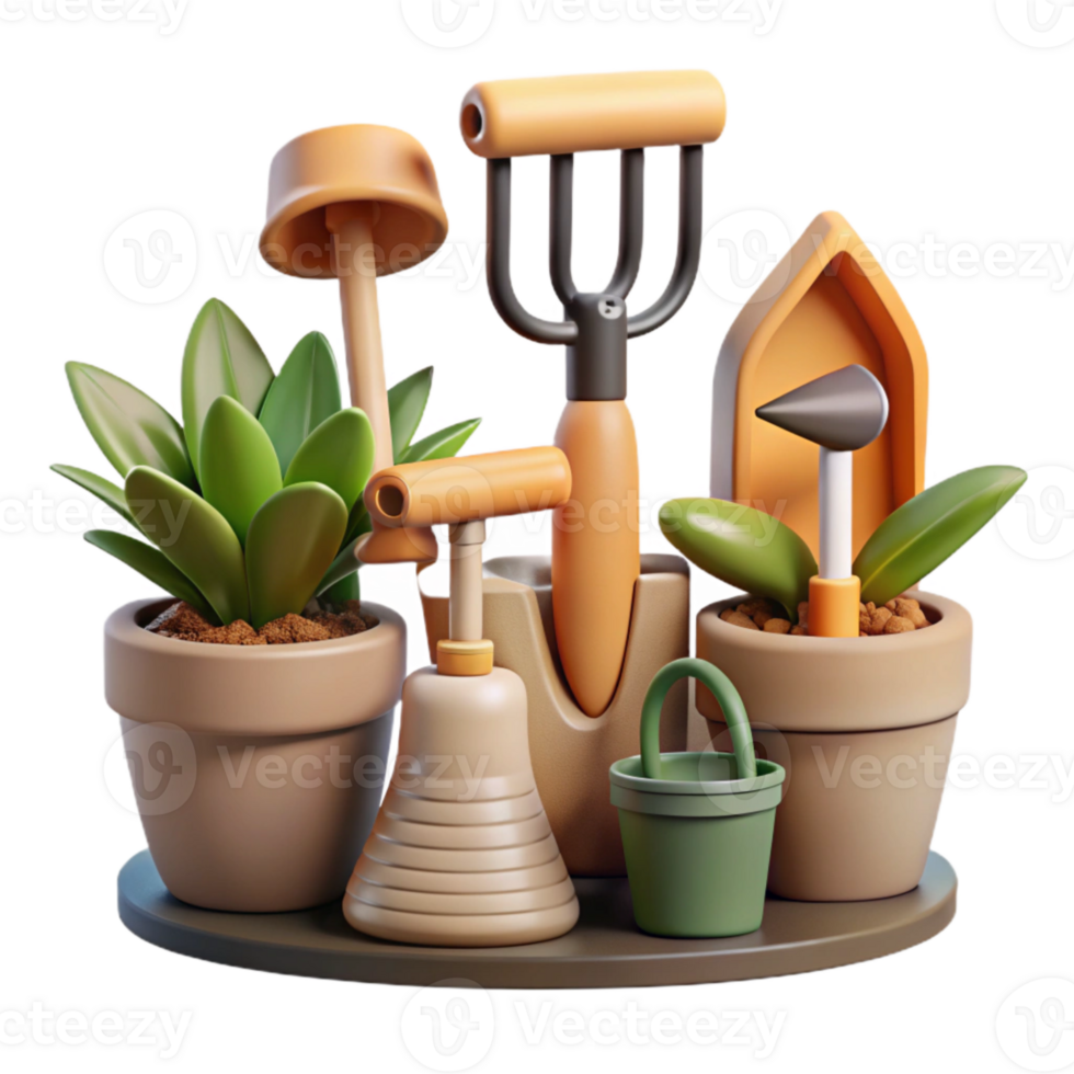 serene creative Urban Garden Tools Set Flat Lay Cutout genuine png