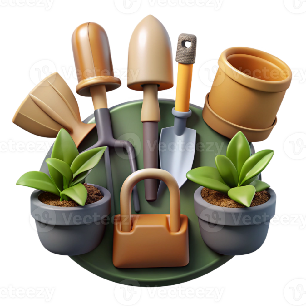 impressive rustic Urban Garden Tools Set Flat Lay Cutout genuine png