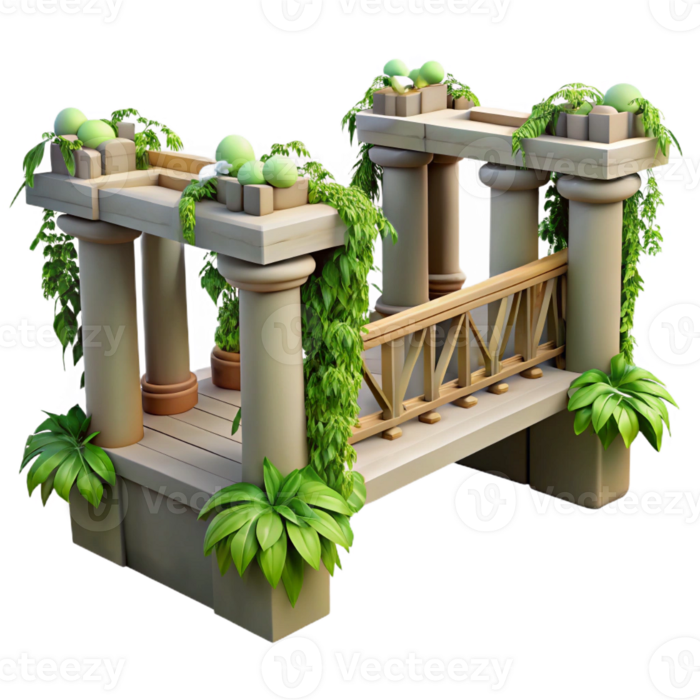 beautiful classic Urban Jungle Bridge with Vines Transparent Element original png