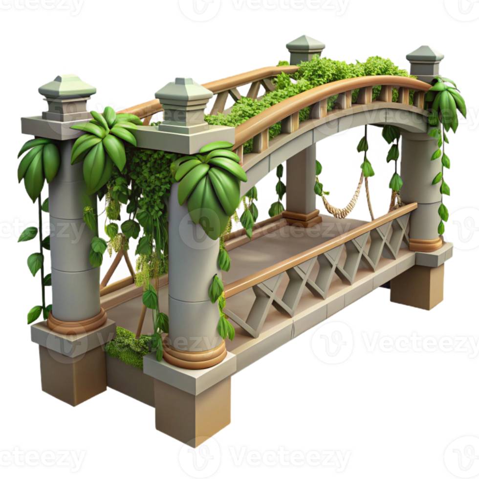 impressive abstract Urban Jungle Bridge with Vines Transparent Element high quality png