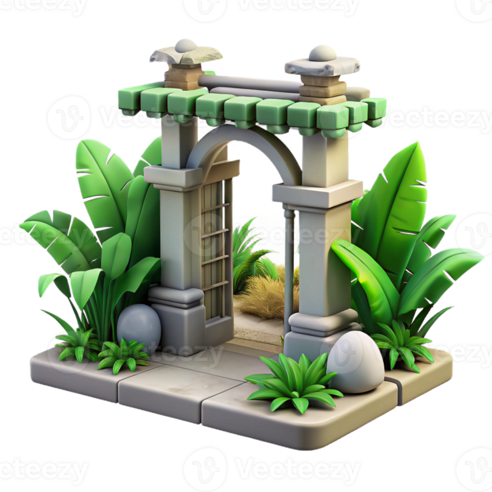 vibrant rustic Urban Jungle Park Entrance Isolated Element genuine png