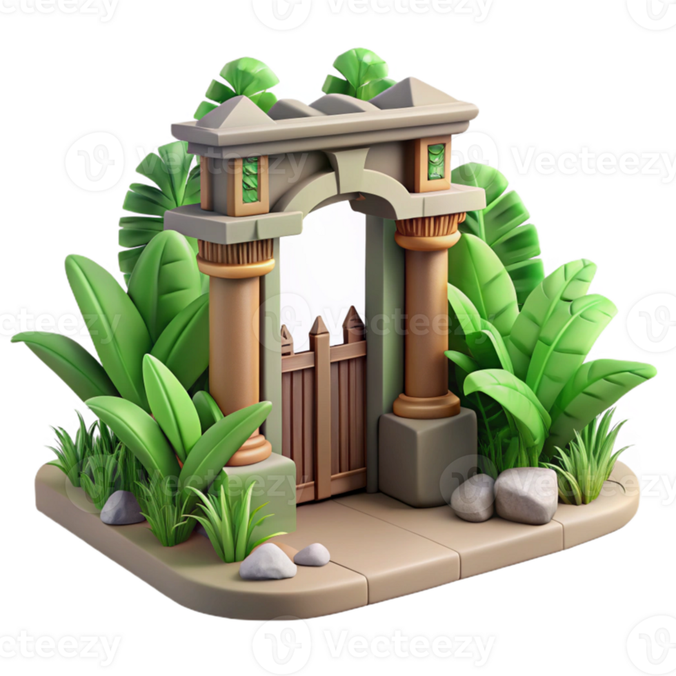 wonderful rustic Urban Jungle Park Entrance Isolated Element genuine png
