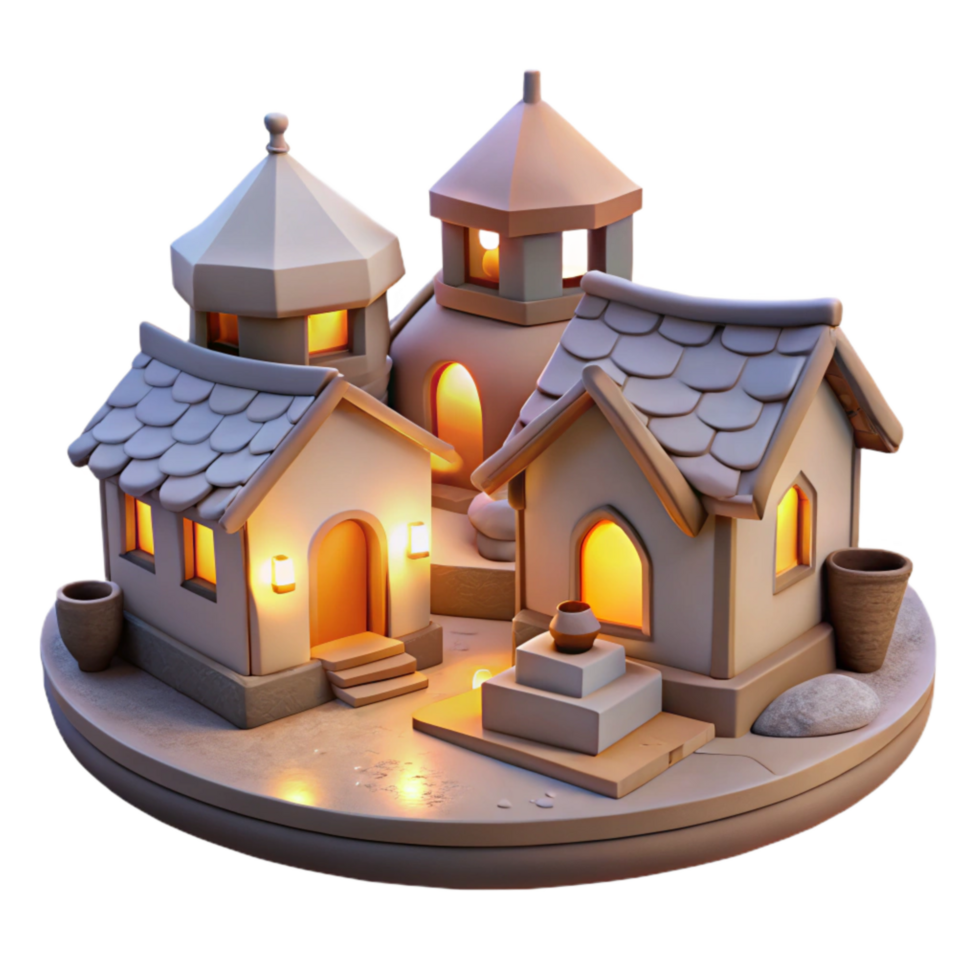 magnificent rustic Vespera Village Cutout Soft Evening Glow Isolated authentic png