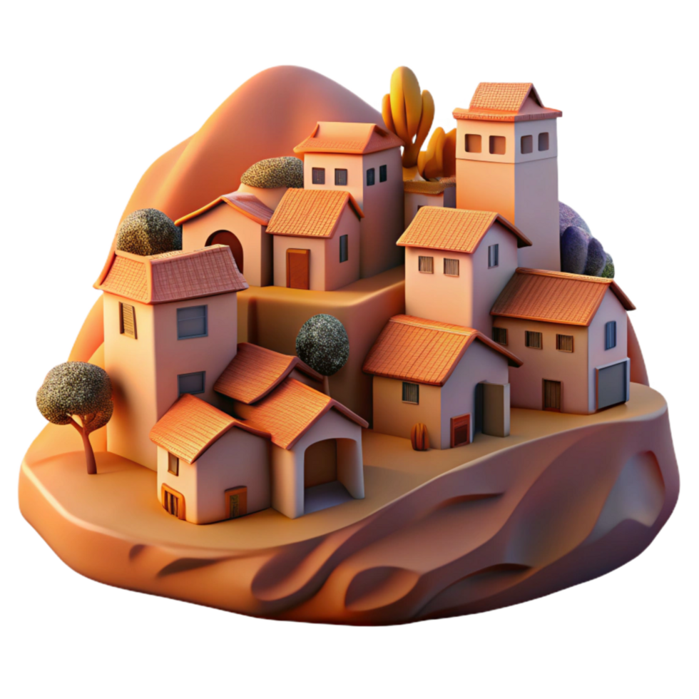 elegant traditional Vespera Village Cutout Soft Evening Glow Isolated png