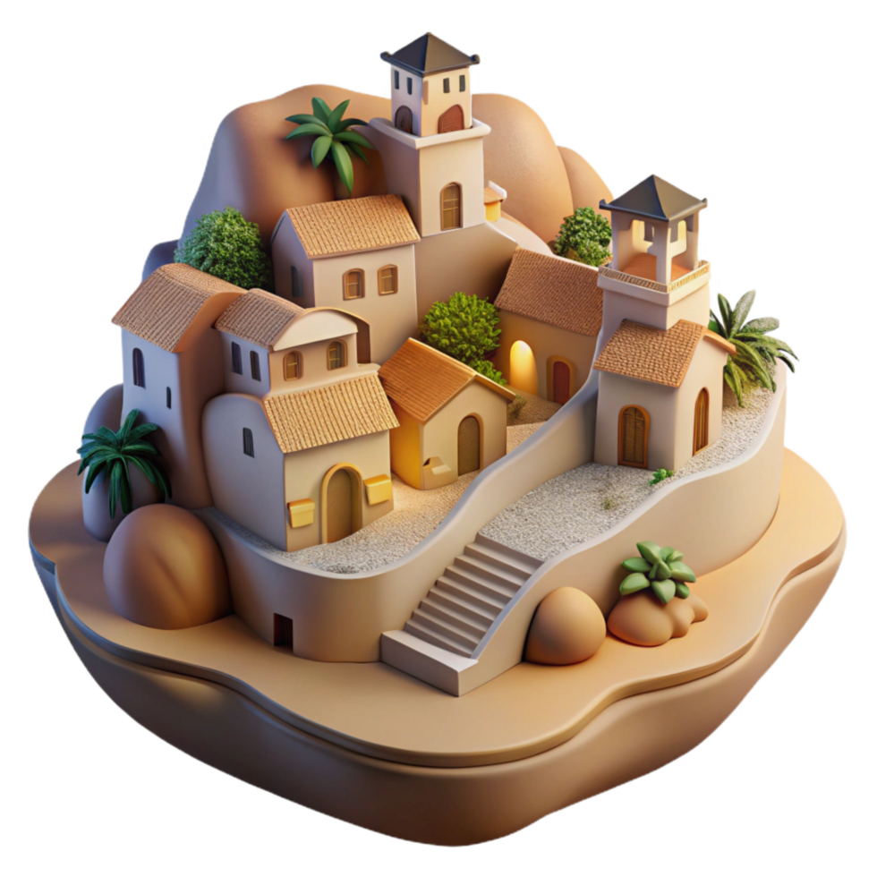serene creative Vespera Village Cutout Soft Evening Glow Isolated authentic png