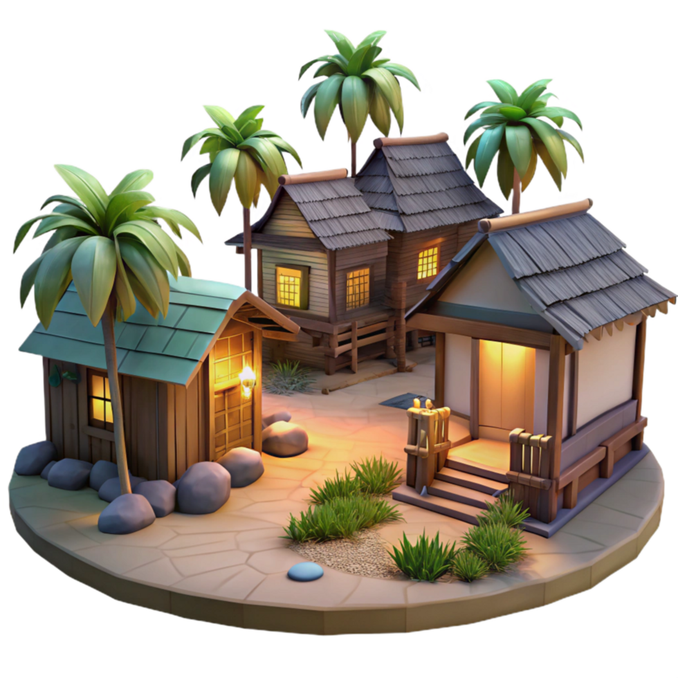 beautiful contemporary Vespera Village Scene Cutout Tranquil Evening View original png