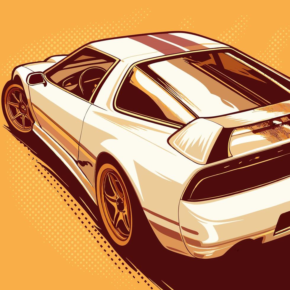 White Sports Car Rear View Illustration vector