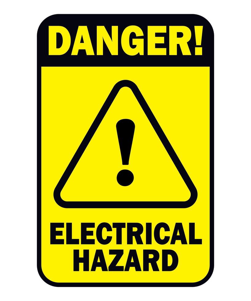 Warning danger sign. electrical hazard on rectangle yellow and black color background vector