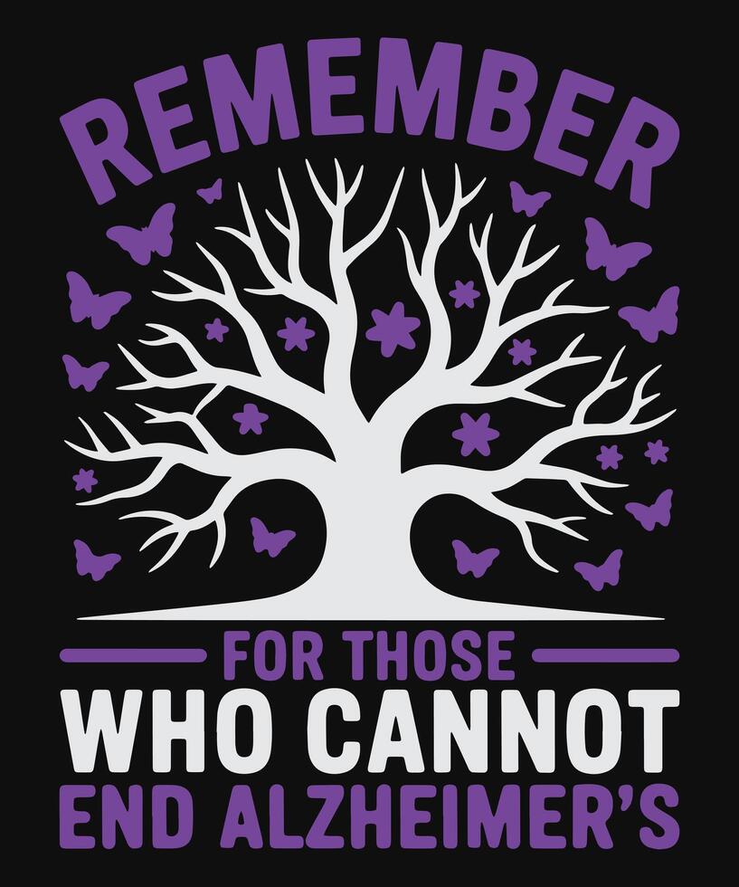 Tree Illustration Remember for Those Who Cannot End Alzheimer's Awareness vector