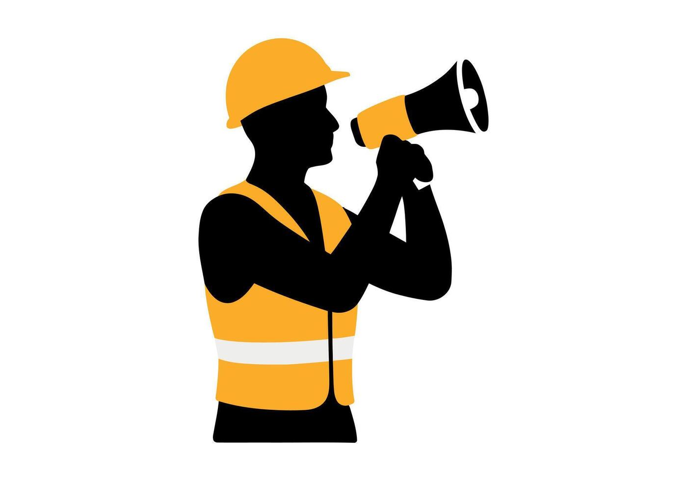 Construction Worker Announcing with Megaphone vector