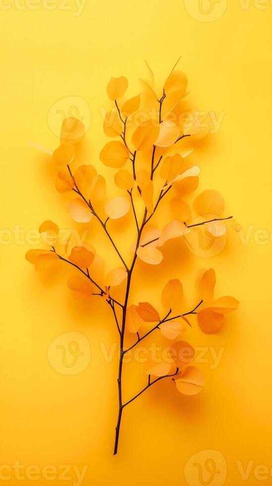 Header of yellow flowers over yellow background. Postcard and print. Yellow day concept with empty space for text or product. photo