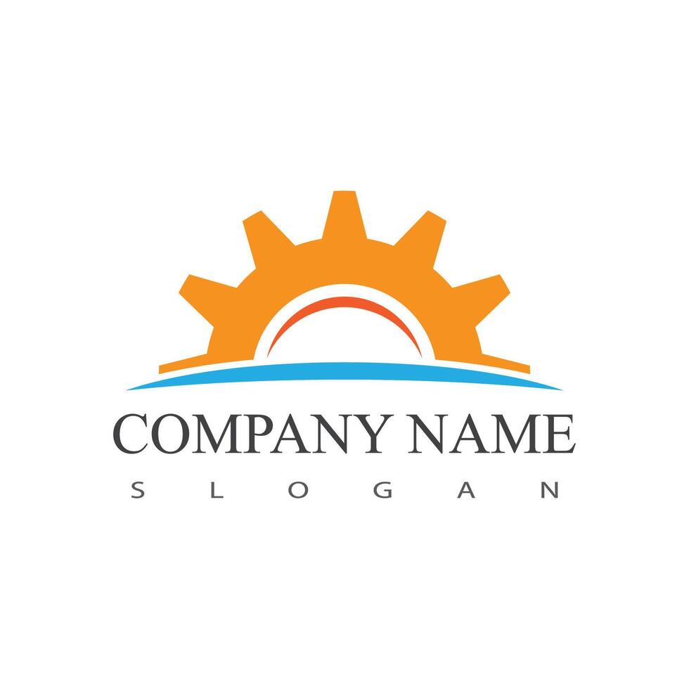 Gear sun logo template symbol design vector