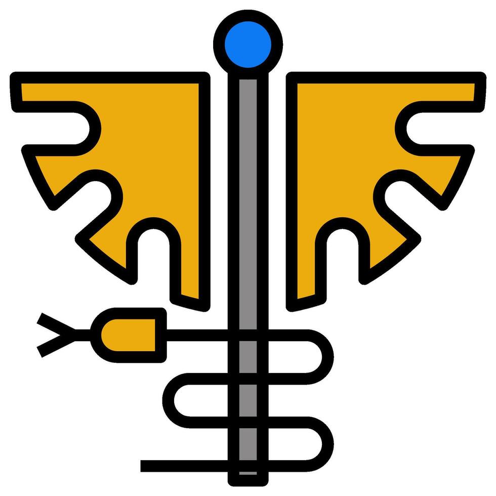caduceus Filled outline icon. Editable stroke. vector
