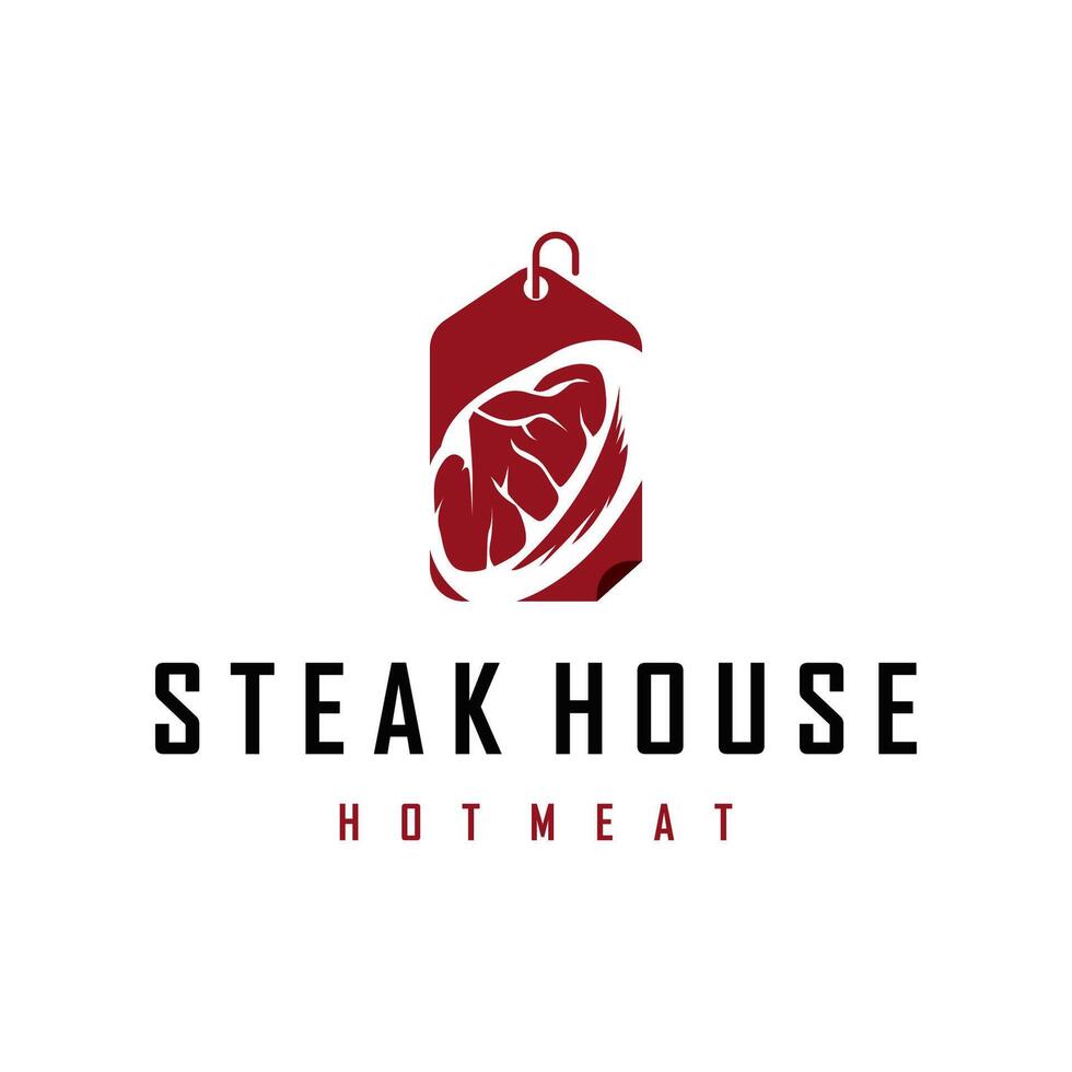 silhouette of steak logo with vintage old minimalist concept with meat, fire and knife, illustration of steak symbol grilled meat food, bar, cafe and poster vector