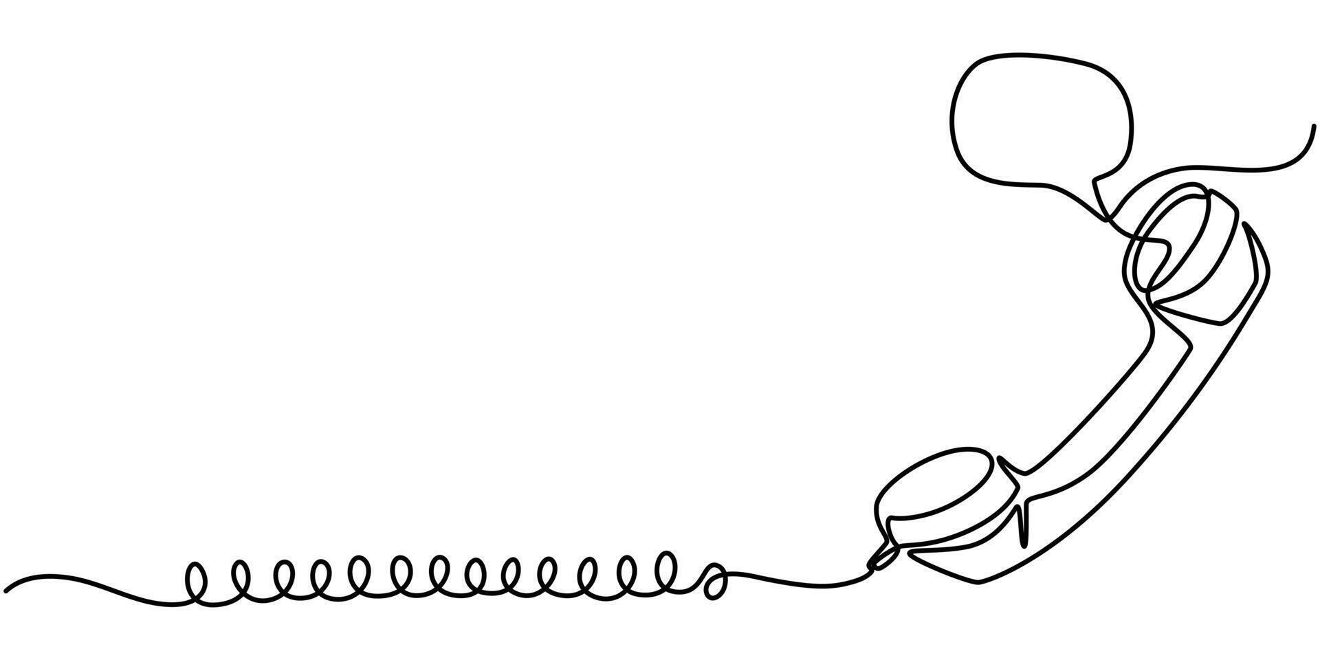 Continuous One Line Drawing Contact Us Icons Concept. Single Line Illustration. Telephone, Message vector