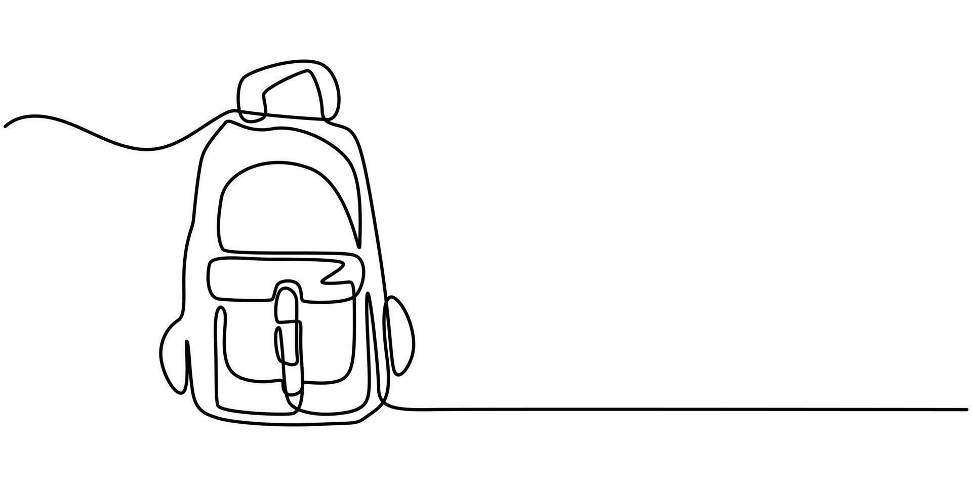 Continuous one line drawing camping bag concept vector