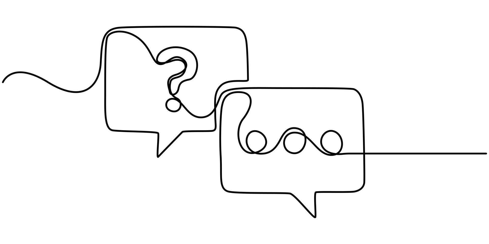 continuous one line drawing Question Mark Continuous Line Icon vector