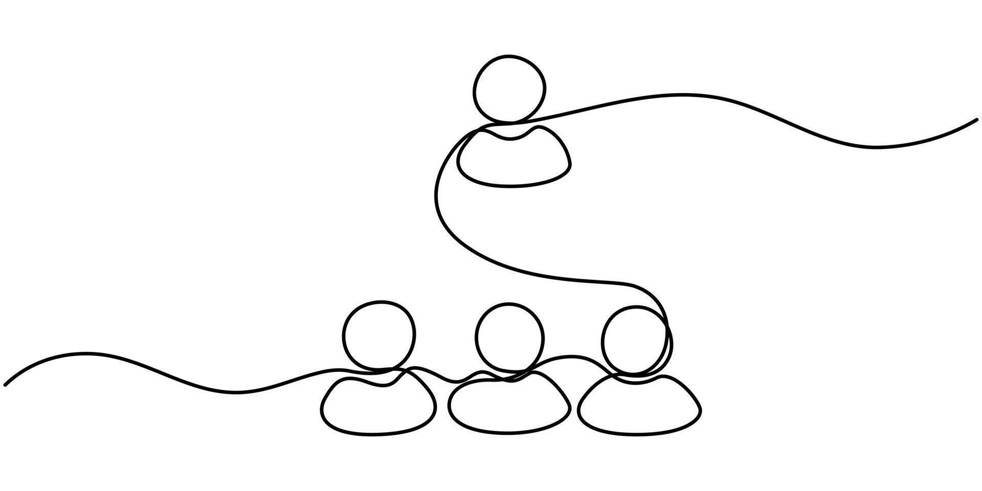 Continuous on Line Drawing of Community team Icon. Single Line Illustration vector