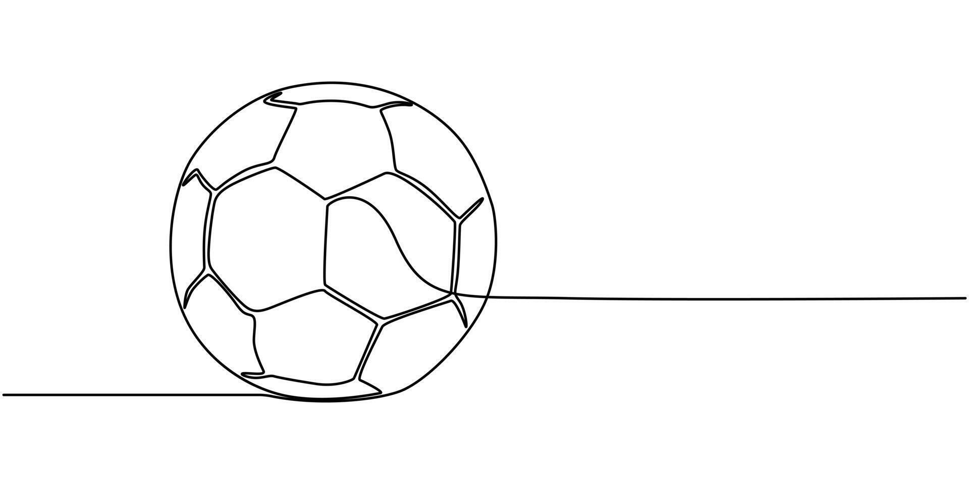 Soccer Ball in a continuous one line drawing art illustration vector