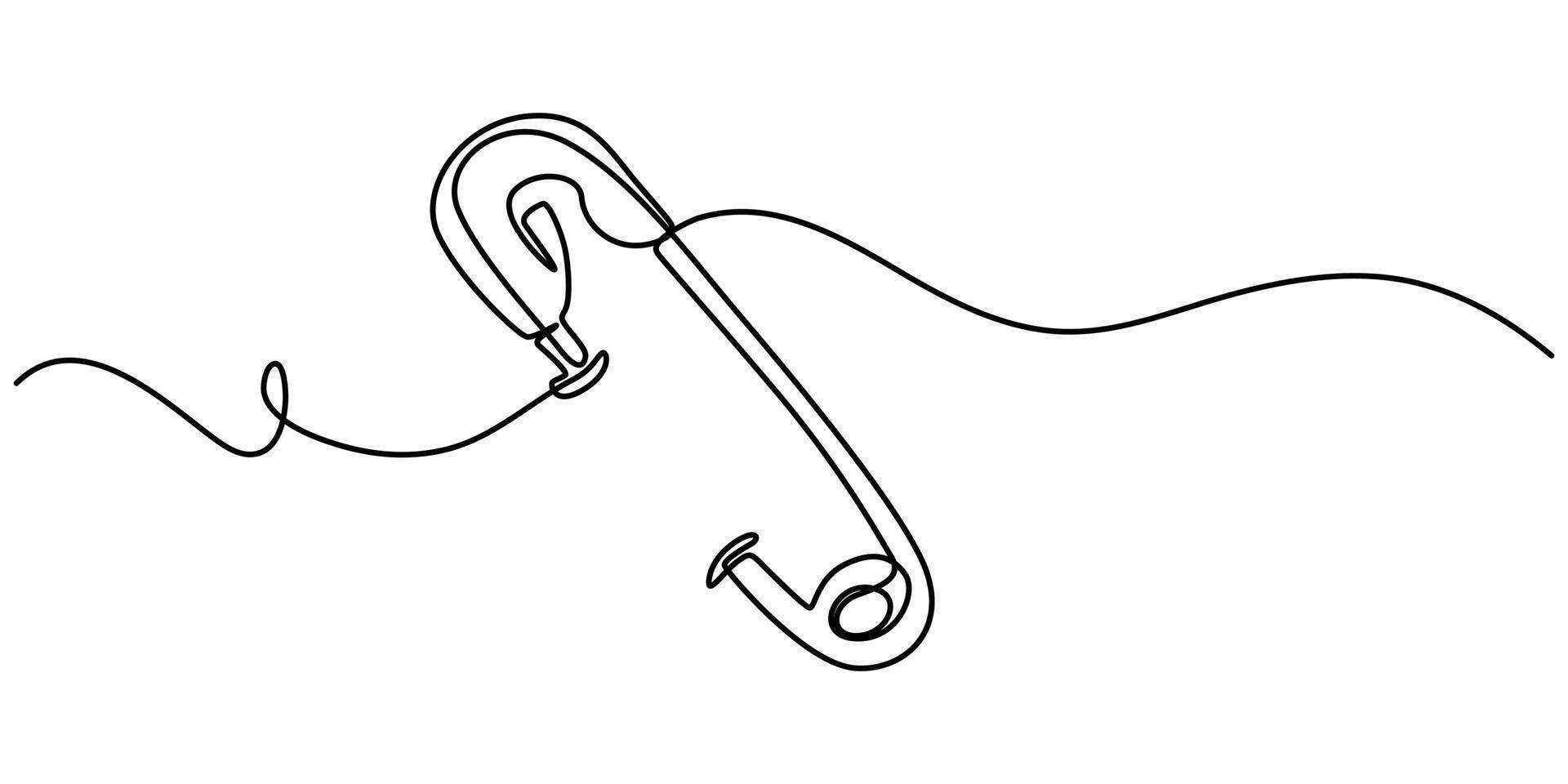 Safety pin continuous one line art drawing of illustration vector