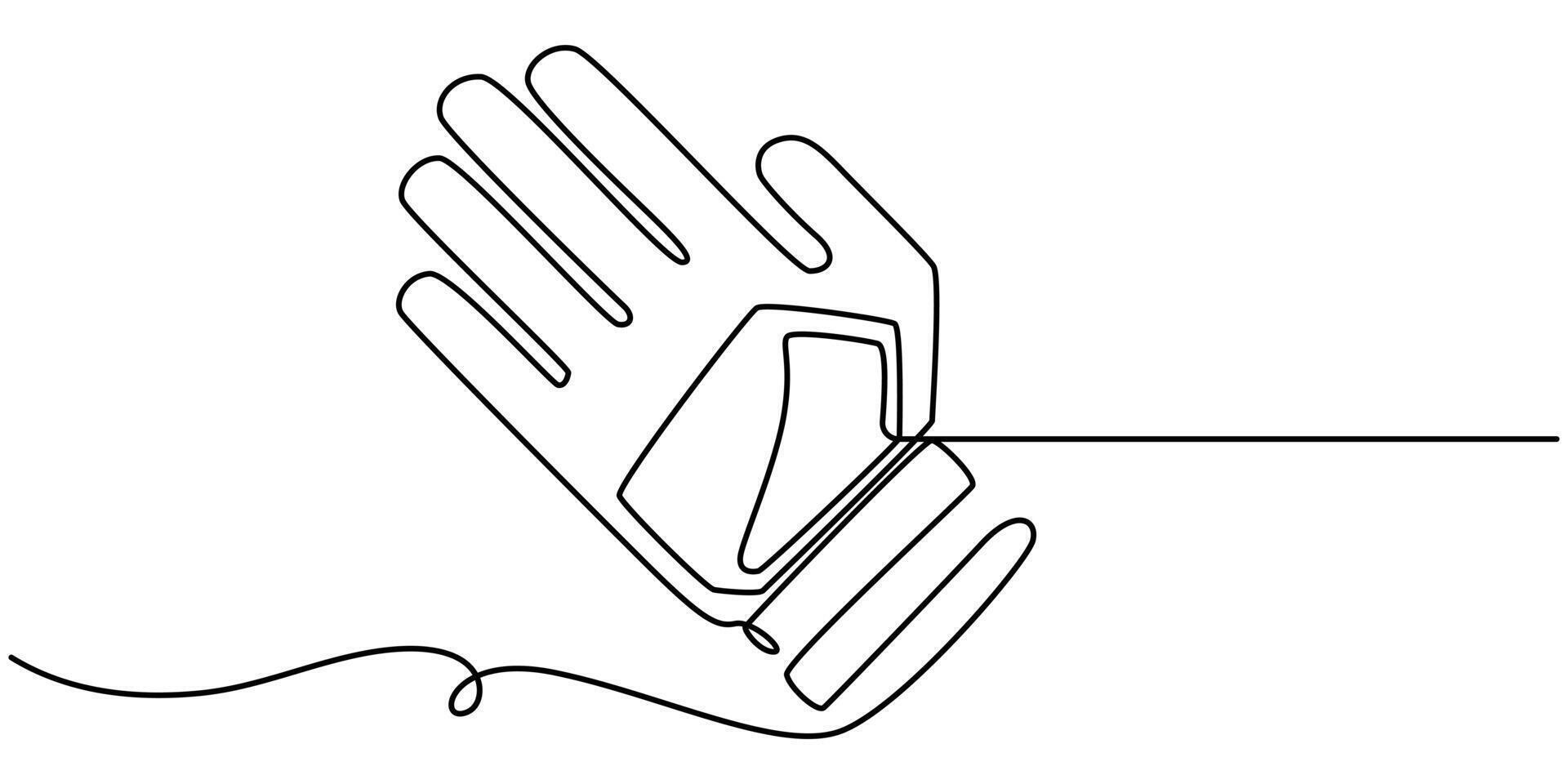 continuous on line drawing illustration of gloves isolated football hand gloves vector