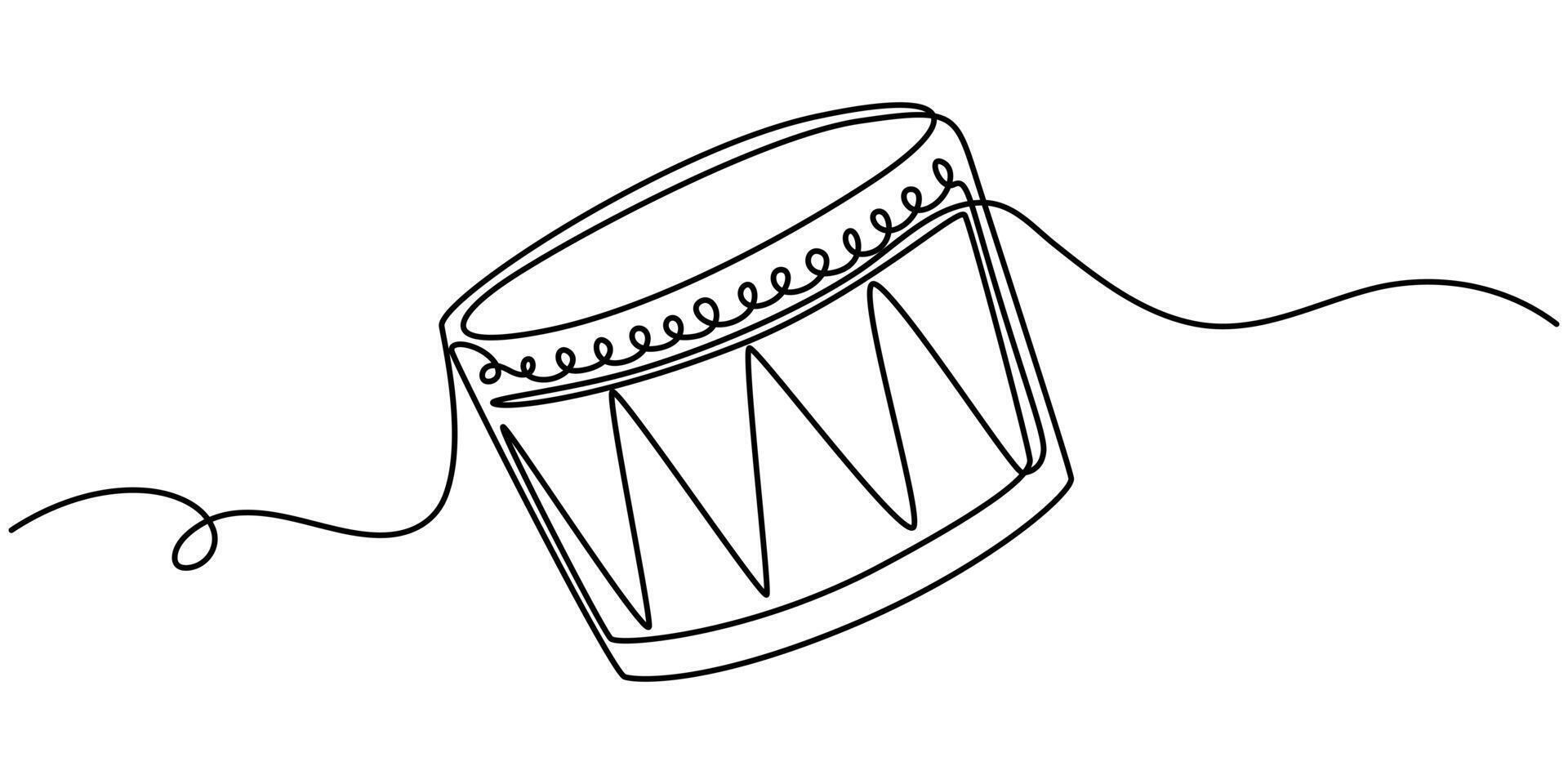 Continuous Line Drawing of Drum Icon. Hand Drawn Symbol Illustration vector