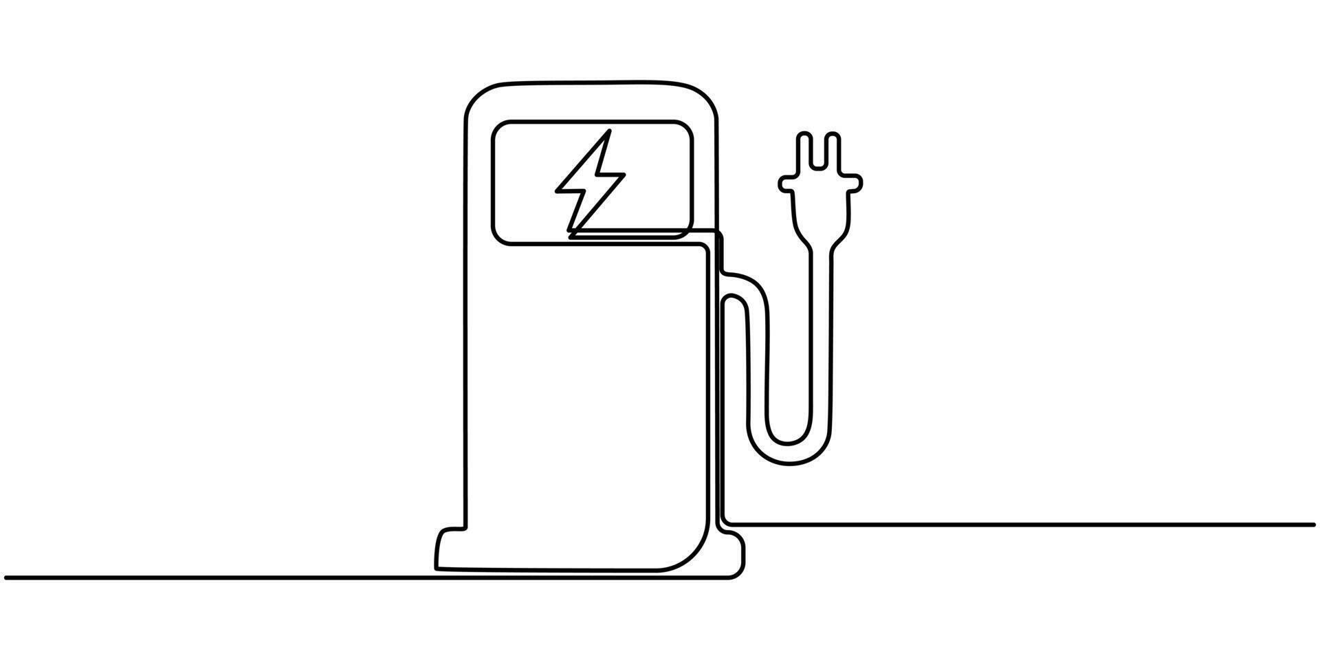 Electric car concept single line draw design graphic illustration vector