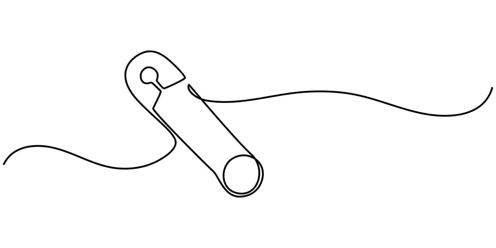 continuous on line drawing single line art doodle safety pin vector