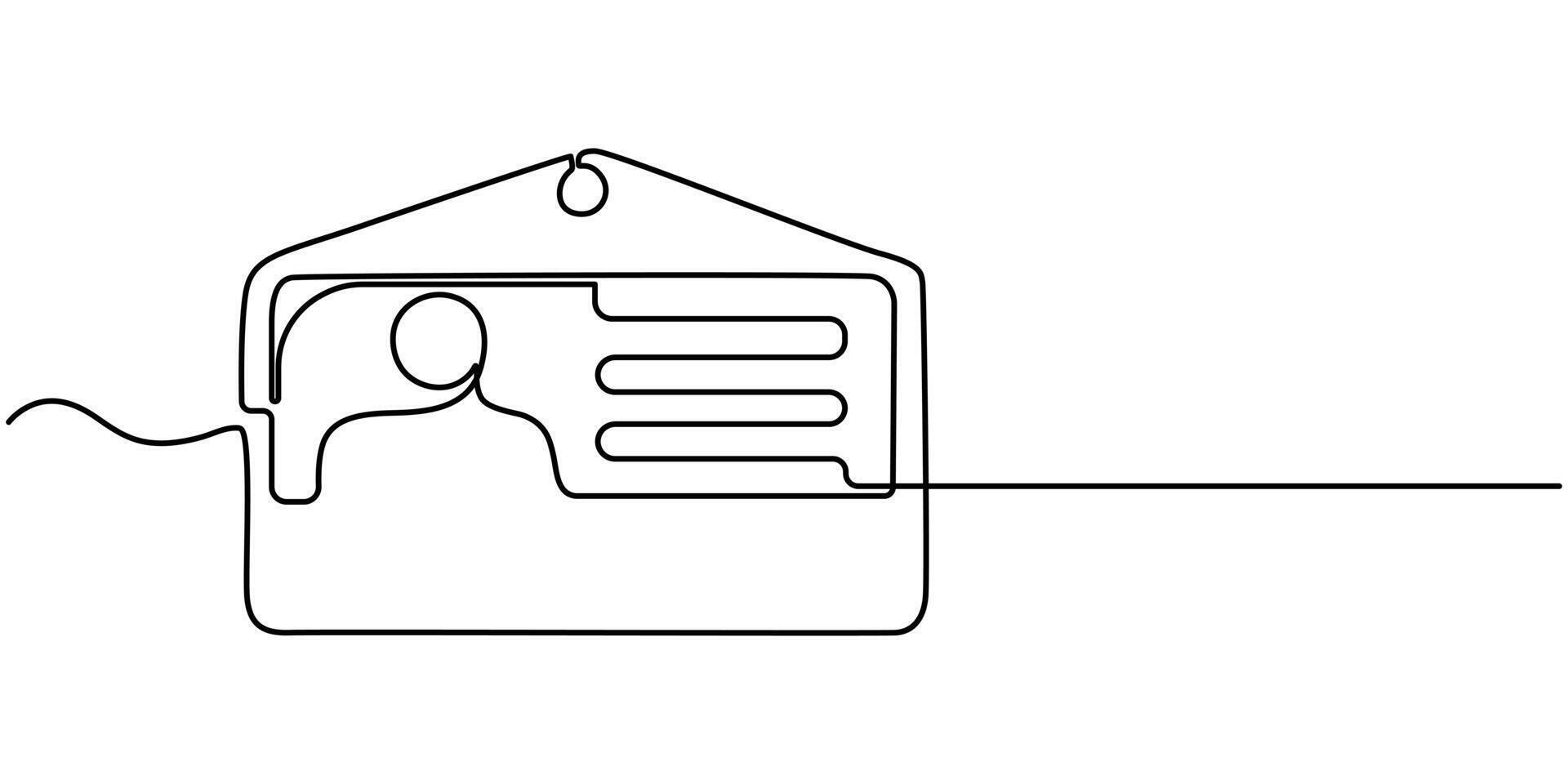 continuous on line drawing Identity Document Line Icon Design vector