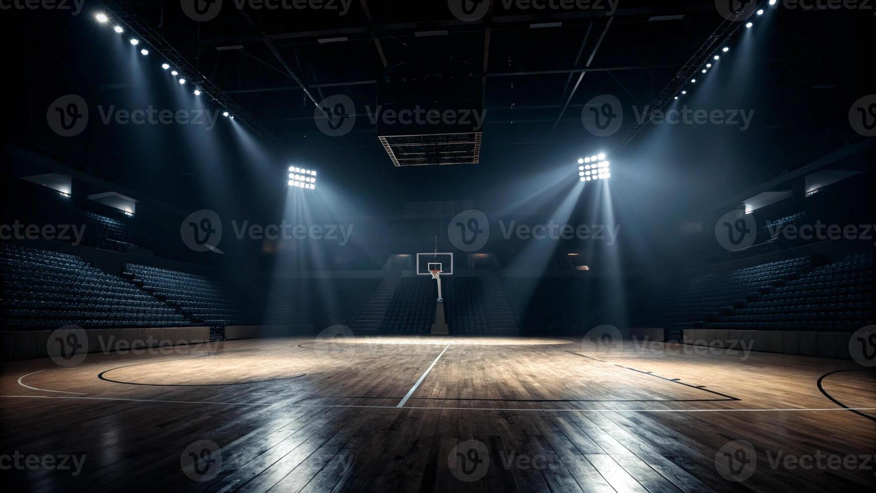 High Power Stage Lights in Stadium at Night photo
