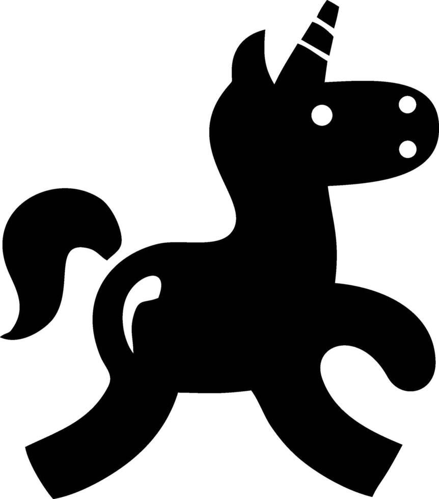 Simple Black Silhouette of a Running Unicorn vector
