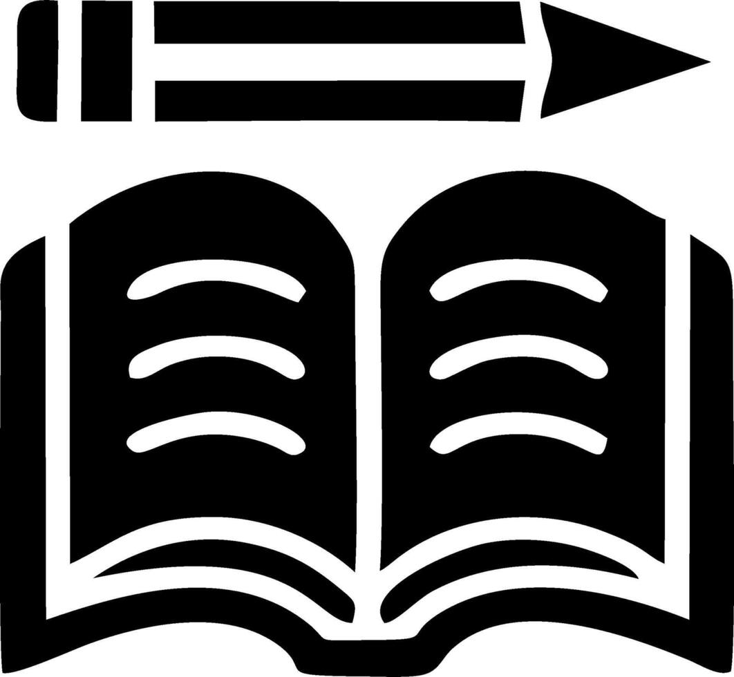 Open Book and Pencil Icon Representing Education vector