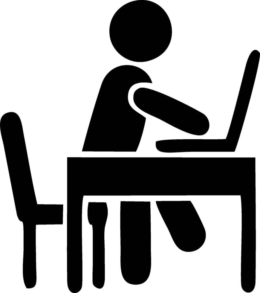 Person Working at a Laptop at a Desk vector