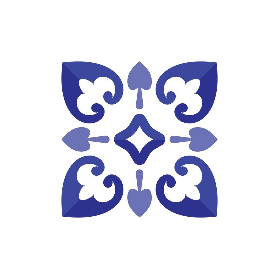 Porcelain decorative background design, blue and white floral decor illustration, ceramic tile pattern vector