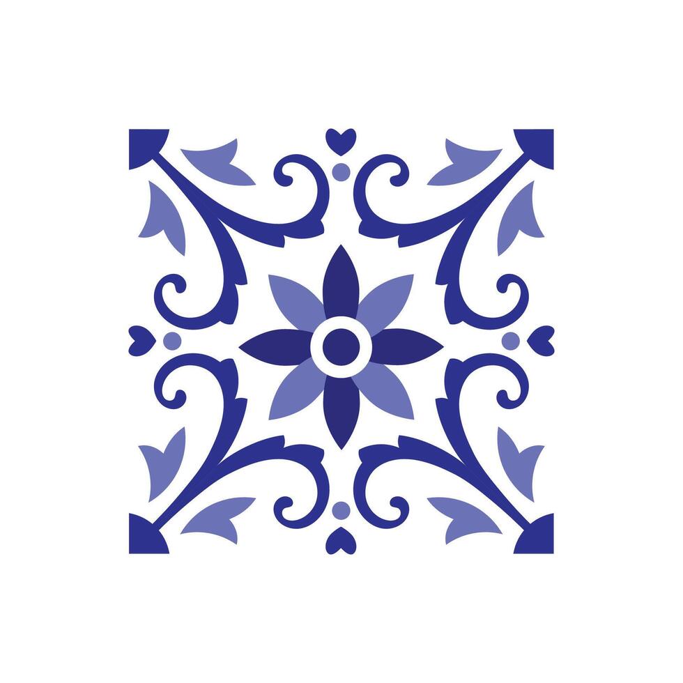 tile pattern, Porcelain decorative background design, blue and white floral decor illustration vector
