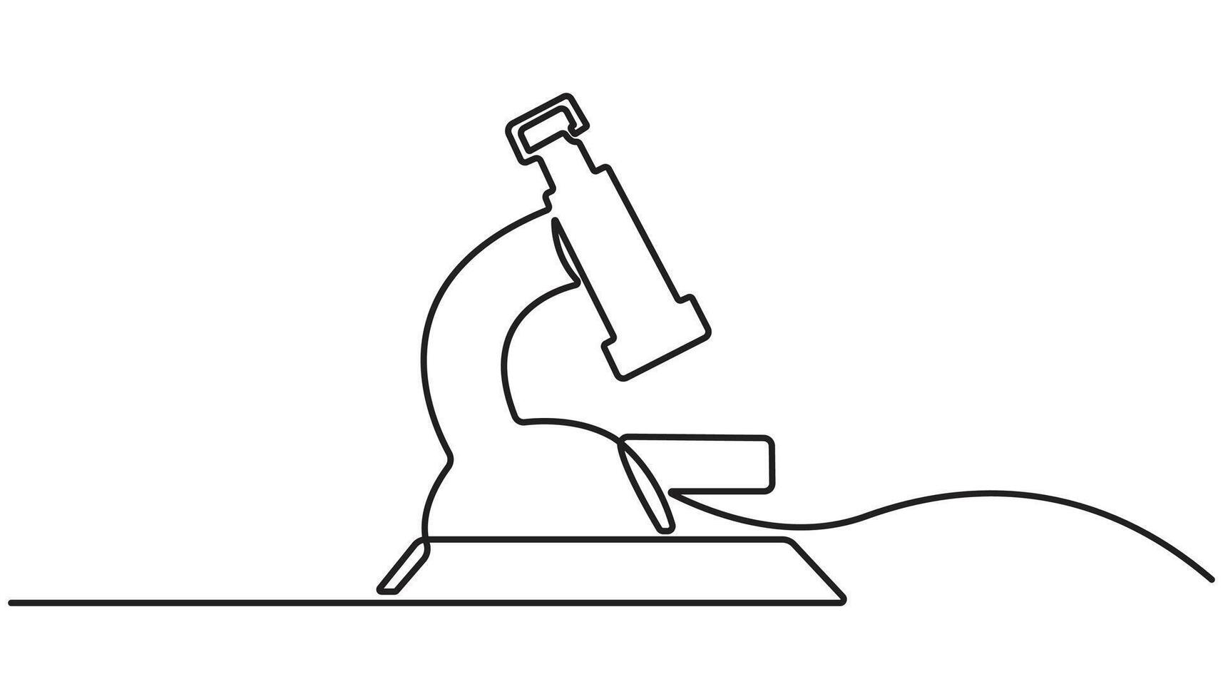 Continuous one-line drawing of medical microscope laboratory, Single Line Icon Design, vector
