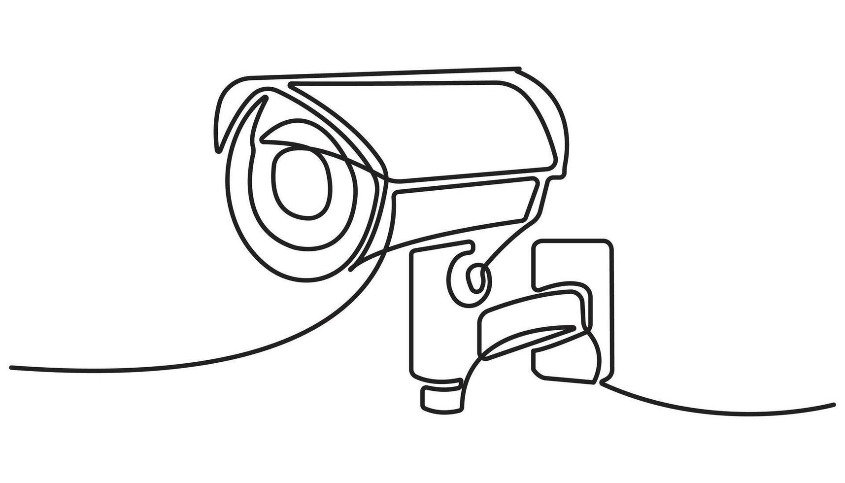 One Continuous Line Drawing of CCTV Security Icon. Continuous Line Drawing of Security Camera, Single Line Illustration vector