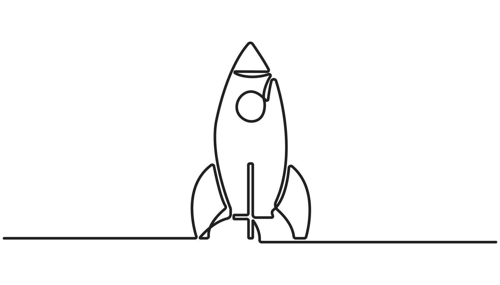 Continuous Line Drawing of a Launching Space Rocket space aircraft, Start Up Icon. vector