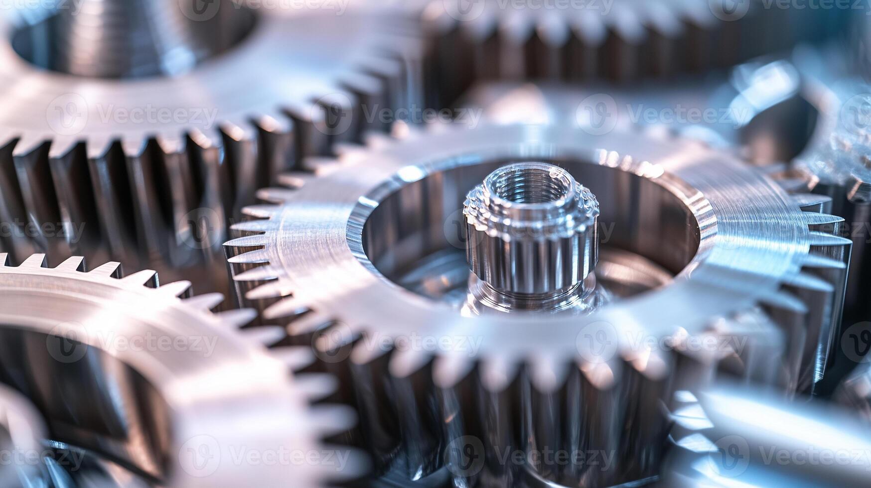 Machine Gears In Detail. A technical look at industrial mechanics. photo