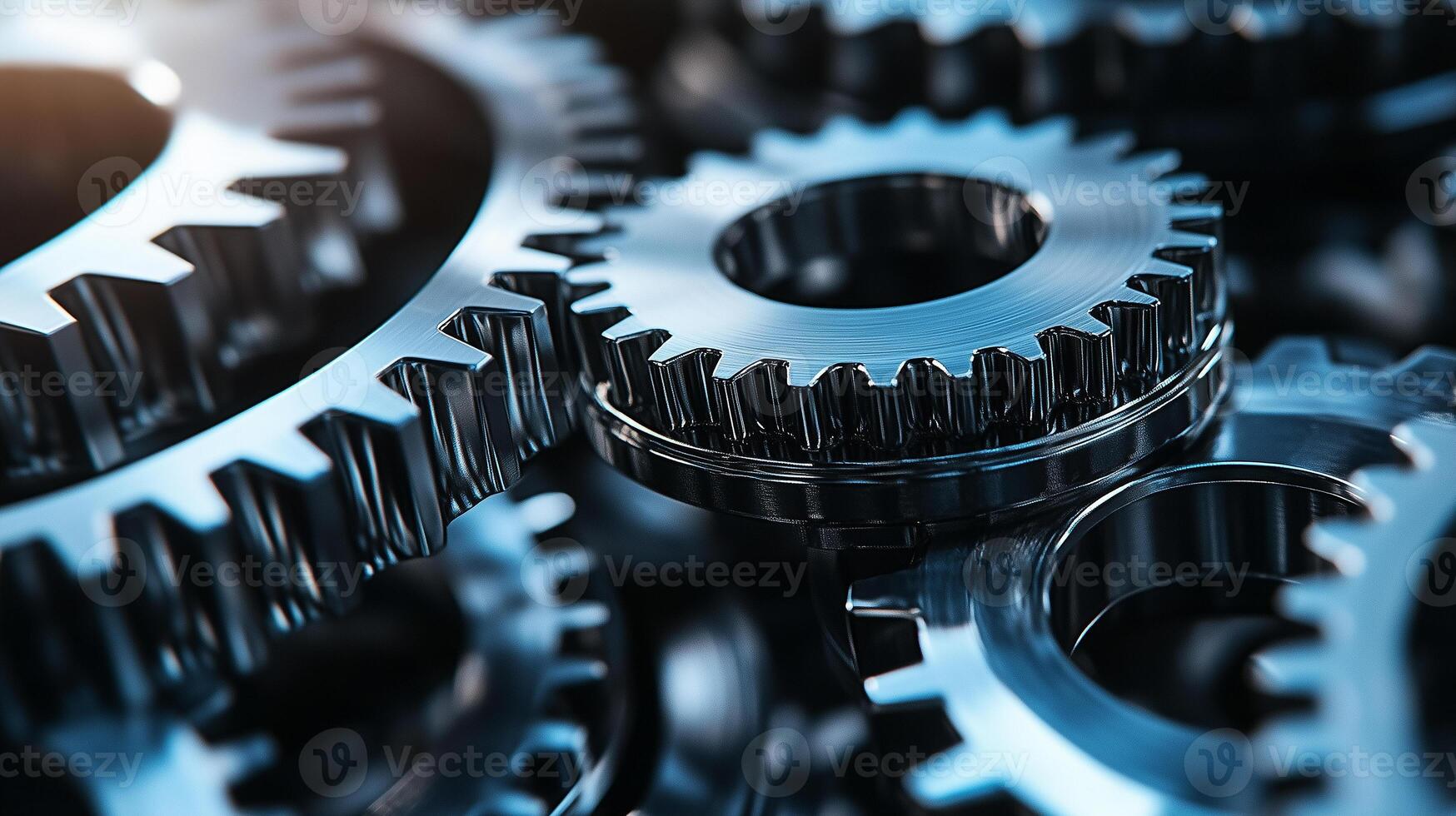 Macro View Of Gears. Industrial machinery showcasing detailed engineering. photo