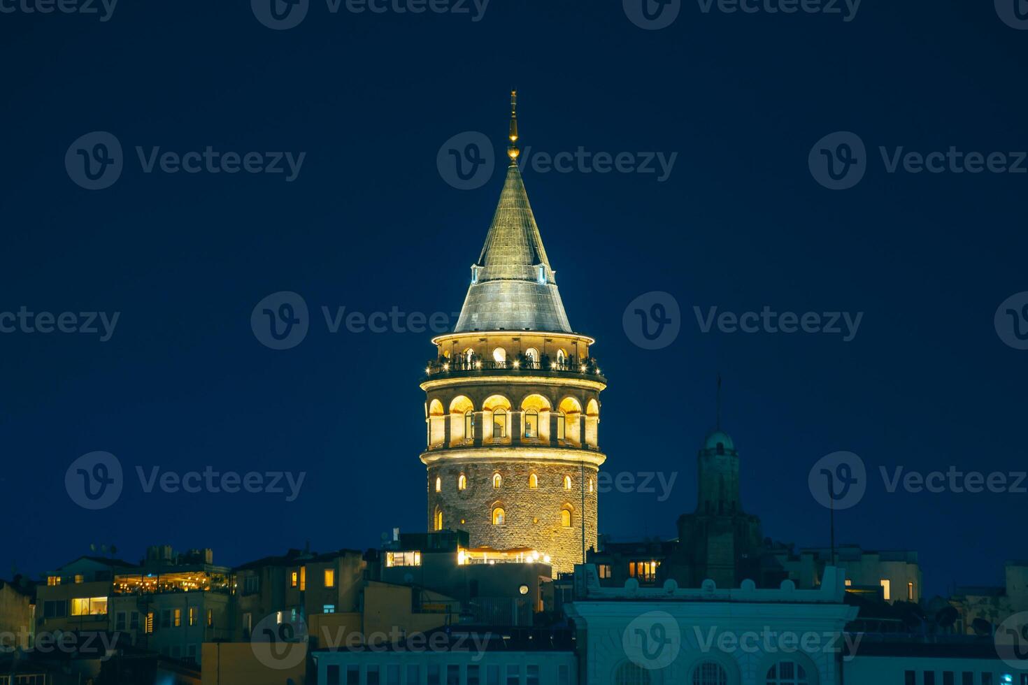 Galata Tower at night. Visit Istanbul background photo