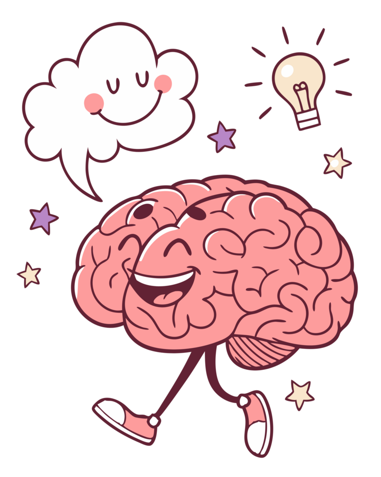 Smiling Brain Cartoon for Education and Joy Themes png